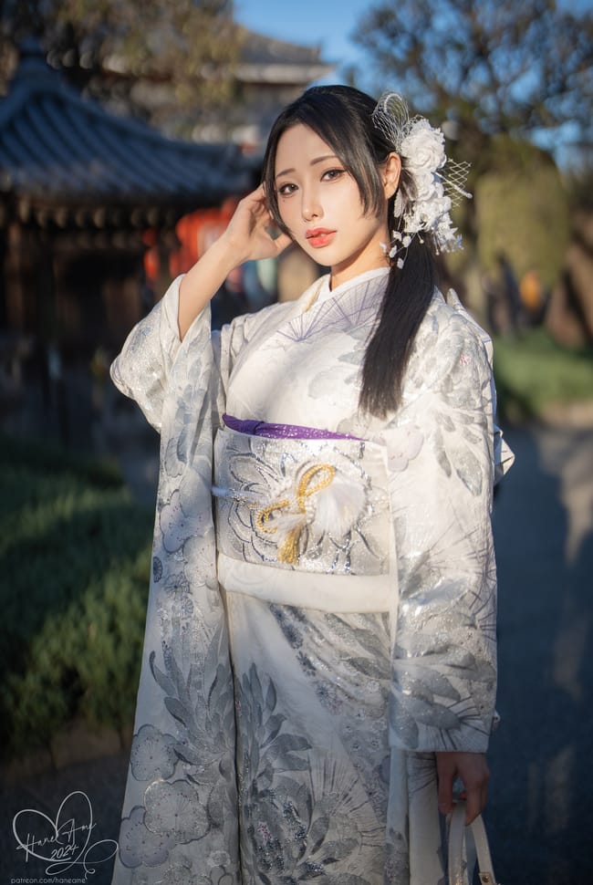 雨波_HaneAme – NO.303 Original 2024 New year Silver Kimono（银钿和服 – 2024新年）