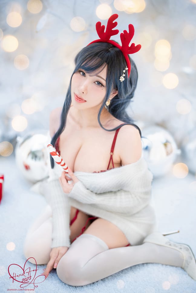 雨波_HaneAme – NO.299 Original 2023 White Christmas Moose Onesan(麋鹿姐姐)