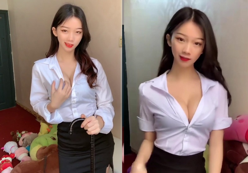 快手小霜霜开胸职业装抖胸视频