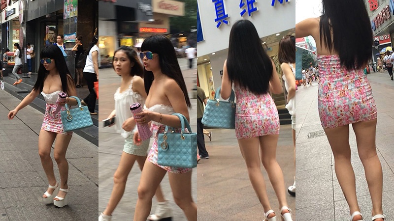 J3411爆乳低胸超短裙时尚妹子