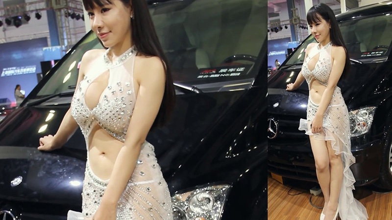 武漢車展白裙性感车模预览图 2