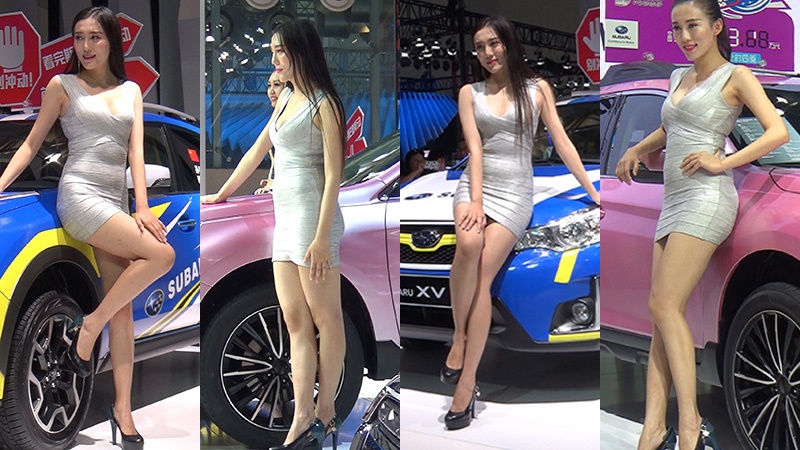 改装车展气质包臀裙美女车模