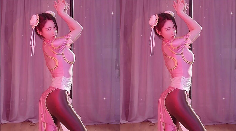 虎牙主播强徒坏空空懂猫猫cosplay春丽钢管舞2则预览图 2