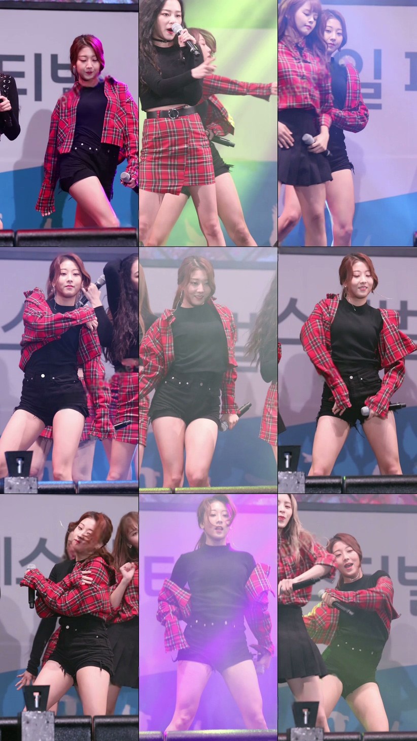 171021韩国女团CLC公园演出格子包臀裙合集