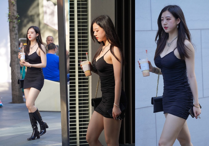 V33.黑裙美眉 小姐姐莞尔一笑图片视频