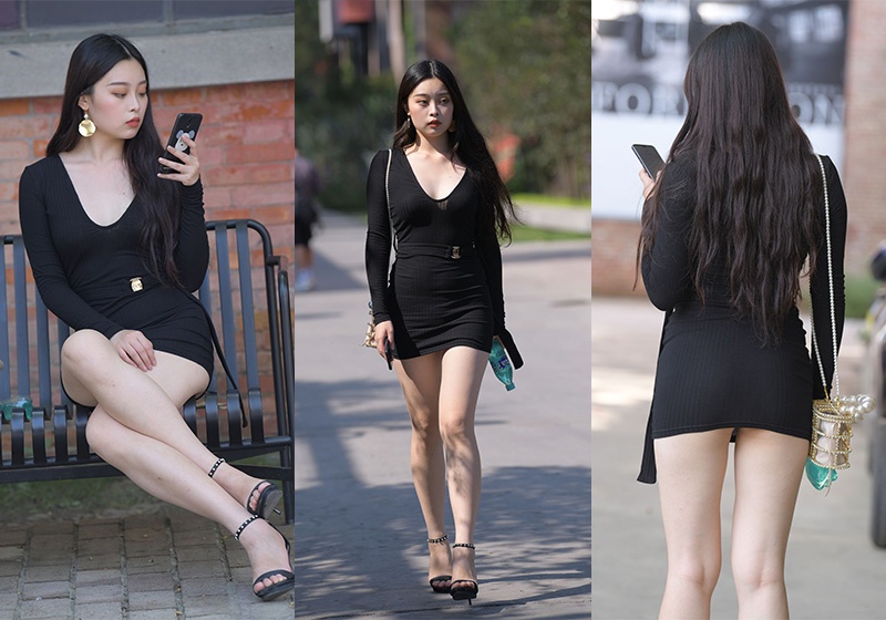 M870.黑色紧身裙美女图片视频