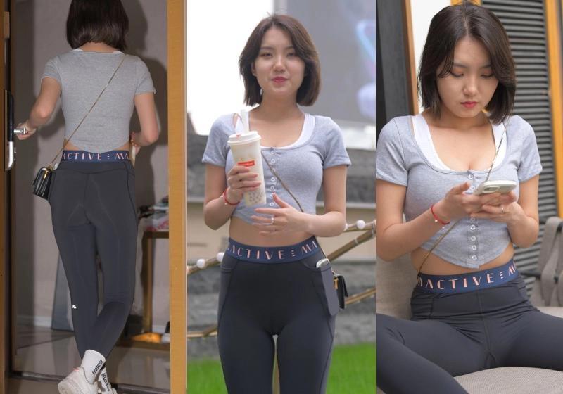 M919.黑色瑜伽裤美女图片视频
