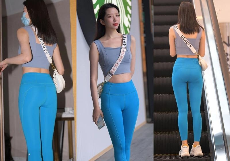 M920.蓝色瑜伽裤美女图片视频
