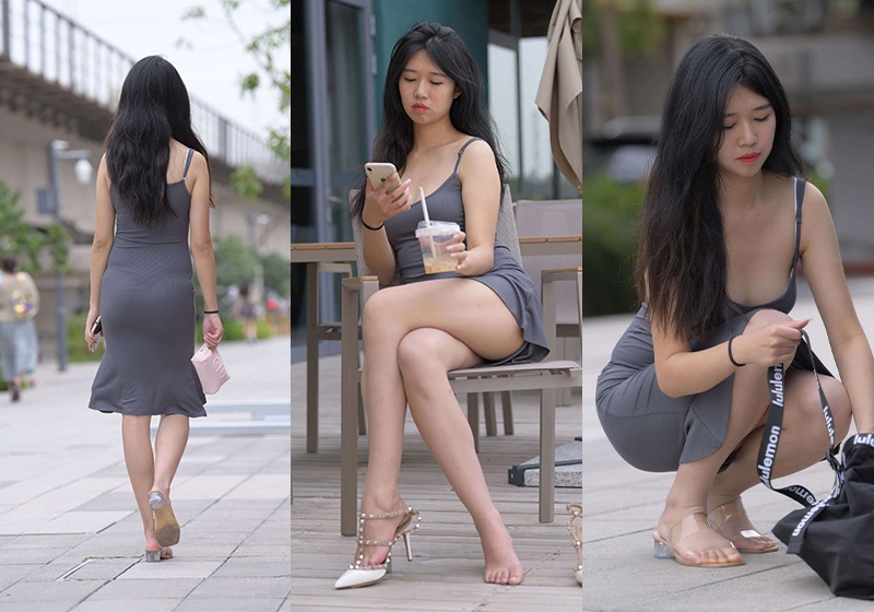 M954.灰裙美女图片视频