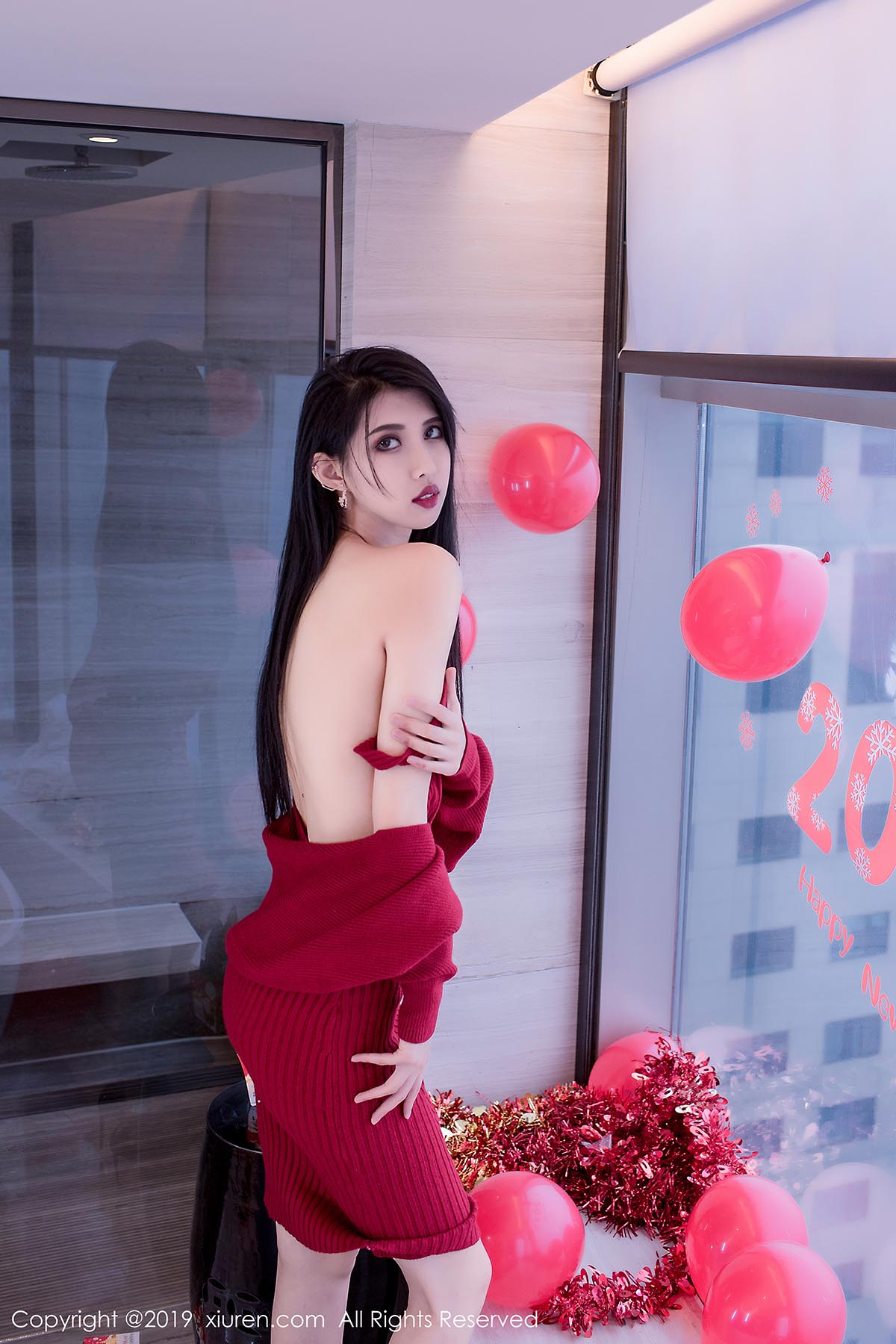 [Xiuren秀人网]XR20191223N01871 NO.1871 黑色蝴蝶结轻纱圣诞装 葛征Model预览图 3