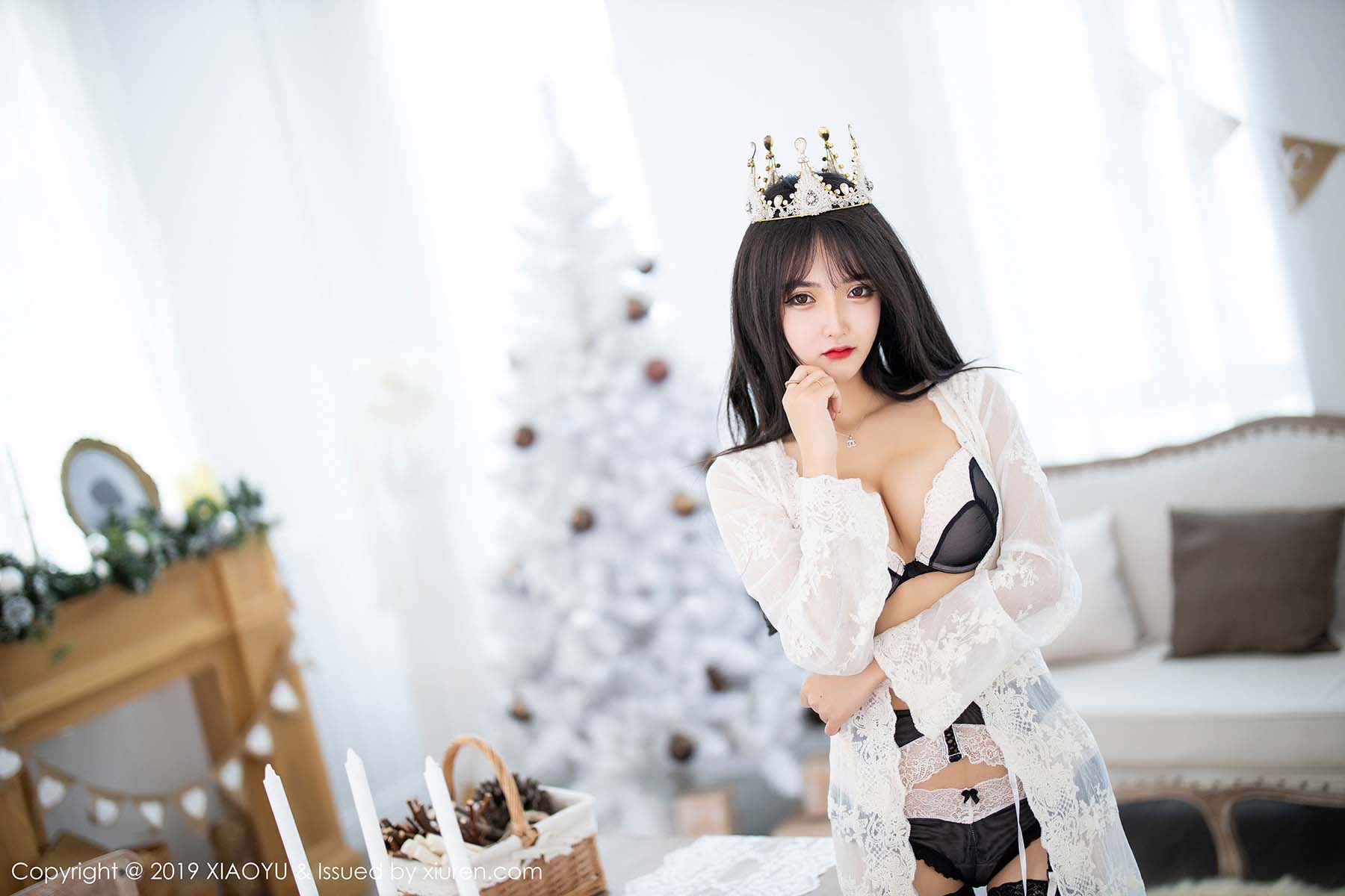 [XIAOYU语画界]YU20191225VOL0222 VOL.222 圣诞黑丝诱惑 Miko酱吖预览图 3