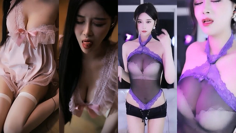 网易CC直播小恩雅紫色微透抖胸剧情无水版